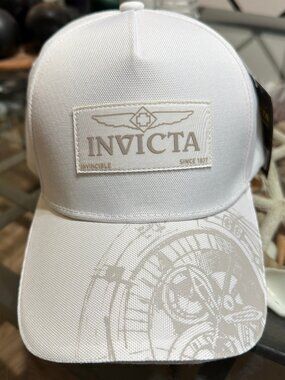 INVINCIBLE INVICTA SINCE 1837 MENS WHITE SNAP ON BASEBALL CAP HAT NWT
